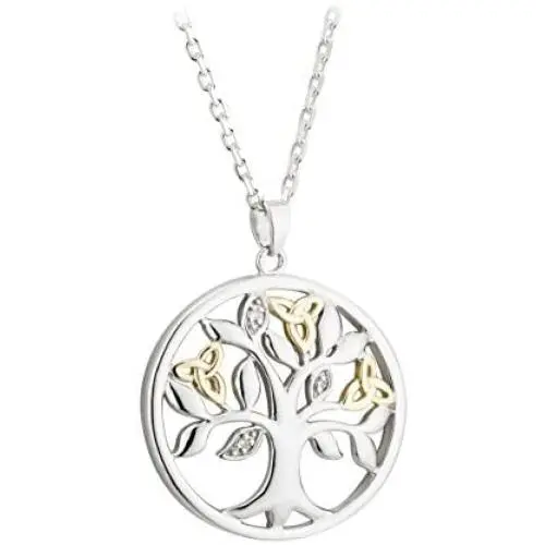 Solvar Silver & 10K Diamond Tree of Life Pendant Necklace Solvar Silver & 10K Diamond Tree of Life Pendant Necklace
