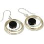Stera Jewelry 925 Sterling Silver & Gold-Filled Multi Hoops Turquoise or Black Onyx Dangle Earrings