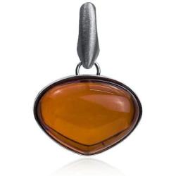 Sterling Silver Red Dark Amber Pendant Chain 18 Inches