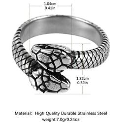 HZMAN Gothic Jewelry Retro Double Snake Head Loop Fashion Animal Personality Stainless Steel Ring