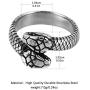 HZMAN Gothic Jewelry Retro Double Snake Head Loop Fashion Animal Personality Stainless Steel Ring