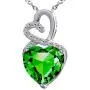 Lab-Created Gemstone Birthstone Heart and Diamond Accent Necklace Pendant Charm in 10k White Gold or 10k Yellow Gold plated or 925 Sterling Sliver with 18” Chain (Choose your Birthstone) Lab-Created Gemstone Birthstone Heart and Diamond Accent Necklace Pendant Charm in 10k White Gold or 10k Yellow Gold plated or 925 Sterling Sliver with 18” Chain (Choose your Birthstone)