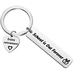 HOLLP Teacher Retirement Keychain Teacher Appreciation Gift Enjoy Retirememnt Jewelry School is Out Forever Principal Retired Gift
