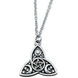 SanLan Triple Moon Goddess Triquetra Pentacle Necklace Pagan Wicca Pendant Necklace