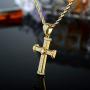 OPALTOP 14K Yellow Gold Plated Cross Necklace for Men Religious Jewelry Gifts Boys CZ Cross Pendant Necklaces 19.5in