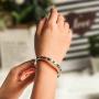 CIUNOFOR Cubic Zirconia Bracelet with 9 Colored Stones for Women Girls Stainless Steel Bangle Silver Rose Gold Plate Tone Wide Band Bracelet
