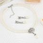 Asooll Wedding Bride Pearl Choker Necklace Earring Set Silver Layered Pendant Neck Chain Bridal Rhinestone Necklaces Jewelry Set with Pearl Earring for Women and Girls
