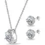 Sterling Silver Round Halo Stud Earrings & Necklace Set Made with Swarovski Zirconia