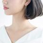 CZ Moon and Star Chain Threader Dangle Earrings for Women Teen Girls Sterling Silver Asymmetrical Small Charm Long Drop Dangling Faux Diamond Fashion Jewelry