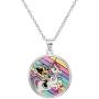 Disney Minnie Mouse Silver Plated Unicorn Dreams Pendant Necklace, 16 + 2'' Extender, Multi, Medium (CF00991SL-BNJ)