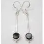 SilverStarJewel 925 Solid Sterling Silver Round Faceted Black Onyx Long Earrings 2'' SilverStarJewel 925 Solid Sterling Silver Round Faceted Black Onyx Long Earrings 2''