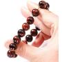 Jewever Original Natural Blue Tigereye Gemstone 12mm Smooth Round Beads Stretch Unisex