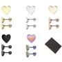 Junmpook 5 Pairs Stainless Steel Heart Earrings with Screw Back Stud Earrings Set for Women Girls Men