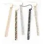 Sparkly Rhinestone CZ Lightweight Geometric Bar Statement Earrings - Multi Cubic Crystal, Acrylic Pearl Vertical Drop Dangles