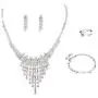 JinYu 5 Pcs Rhinestone Bridesmaid Jewelry Sets for Women Necklace and Ring and Earring Set for Wedding with Crystal Bracelet JinYu 5 Pcs Rhinestone Bridesmaid Jewelry Sets for Women Necklace and Ring and Earring Set for Wedding with Crystal Bracelet