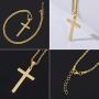 WHIPPY Cross Necklace Chain Handmade Jesus Crucifix Pendant Choker Stainless Steel Silver Gold Black Plain Twist Necklace Simple Jewelry for Men Women