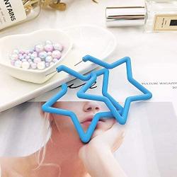 Colorful Stars Geometric Drop Earrings for Women Girls Acrylic Fluorescent Dangle Earrings 80s Chic Party Stage Show Earrings