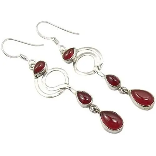 SilverStarJewel Genuine Drop Carnelian Dangle Earrings 2.4'' 925 Sterling Silver SilverStarJewel Genuine Drop Carnelian Dangle Earrings 2.4'' 925 Sterling Silver
