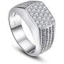 BONLAVIE 10MM Sterling Silver Mens Engagement Ring Twist Rope Round Cubic Zirconia Pave CZ Wedding Ring for Men