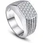 BONLAVIE 10MM Sterling Silver Mens Engagement Ring Twist Rope Round Cubic Zirconia Pave CZ Wedding Ring for Men