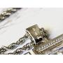 Shop-iGold Custom Men Women 925 Italy White Gold Finish Iced Silver Charm Ice Out Pendant Stainless Steel Real 3 mm Rope Chain, Mans Jewelry, Iced Pendant, Rope Necklace 16''- 24''
