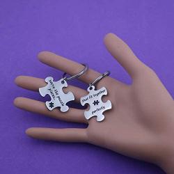 Long Distance Gift Couple Puzzle Keychain Were Like Puzzle Pieces that Fit Together Perfectly (Puzzle Fit Together KR)