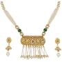 Efulgenz Indian Bollywood Traditional 14 K Gold Plated Crystal Kundan Pearl Beaded Wedding Temple Tassel Choker Necklace Earrings Jewelry Set
