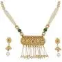 Efulgenz Indian Bollywood Traditional 14 K Gold Plated Crystal Kundan Pearl Beaded Wedding Temple Tassel Choker Necklace Earrings Jewelry Set
