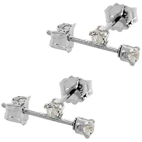 Tiny Sterling Silver 2mm Cubic Zirconia Stud Earrings Cartilage Nose Studs Women 4 prong 0.06 ct/pr Tiny Sterling Silver 2mm Cubic Zirconia Stud Earrings Cartilage Nose Studs Women 4 prong 0.06 ct/pr