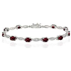 Sterling Silver Genuine, Created or Simulated Gemstone Oval-Cut Swirl Tennis Bracelet