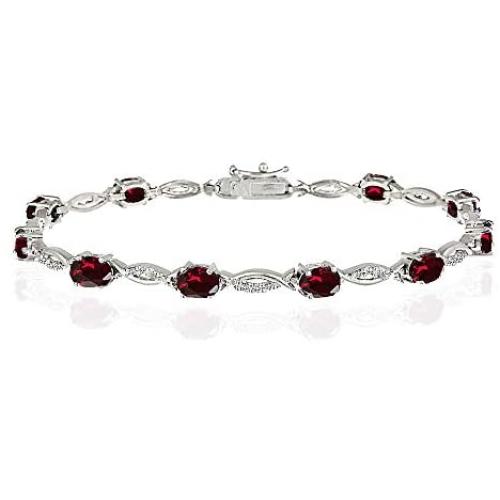 Sterling Silver Genuine, Created or Simulated Gemstone Oval-Cut Swirl Tennis Bracelet
