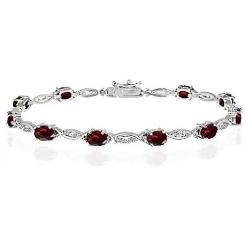 Sterling Silver Genuine, Created or Simulated Gemstone Oval-Cut Swirl Tennis Bracelet