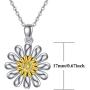 TRISHULA Yellow Sunflower Pendant Necklace, Sterling Silver Butterfly Daisy Flower Heart Charm Necklace Jewelry Gift for Women Girls 18''+2'' (Gift Box Included)