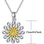 TRISHULA Yellow Sunflower Pendant Necklace, Sterling Silver Butterfly Daisy Flower Heart Charm Necklace Jewelry Gift for Women Girls 18''+2'' (Gift Box Included)