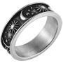HZMAN 8mm Moon Star Sun Statement Ring Stainless Steel Boho Jewelry for Women Men