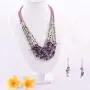 Shop LC Handmade Coastal Drop Earrings Chips Beaded Statement Necklace Purple Glass Silvertone Prom Vintage Jewelry Sets for Women