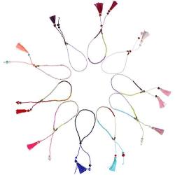 KELITCH Seed Beaded Strand Bracelets Handmade Colorful Tassel Charm Friendship Bracelets Jewelry Set 10 pcs
