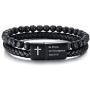 MEALGUET Mens Inspirational Bible Verse Bracelets Lava Rock Bead Bracelet Healing Balancing Braided Leather Wristband with Magnetic Clasp