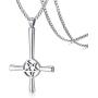 PJ Jewelry Inverted Pentagram Cross Necklace Stainless Steel Upside Down Lucifer Satan Satanic Symbol Pendant