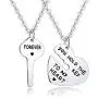 BESPMOSP Set of 2 You Hold The Key to My Heart Forever Matching Pendant Necklace