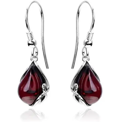 Black Cherry Amber Sterling Silver Fishhook Earrings Black Cherry Amber Sterling Silver Fishhook Earrings