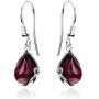 Black Cherry Amber Sterling Silver Fishhook Earrings