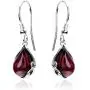 Black Cherry Amber Sterling Silver Fishhook Earrings Black Cherry Amber Sterling Silver Fishhook Earrings