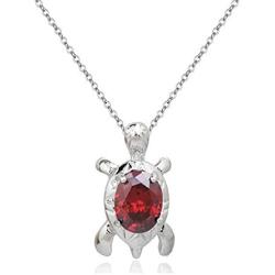 Crystalline Azuria Turtle Pendant Necklace Red Green Orange Purple Black White Cubic Zirconia Crystals 18 ct White Gold Plated Jewelry Necklaces for Women and Girls 18''