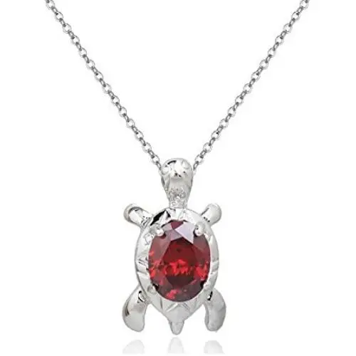 Crystalline Azuria Turtle Pendant Necklace Red Green Orange Purple Black White Cubic Zirconia Crystals 18 ct White Gold Plated Jewelry Necklaces for Women and Girls 18''