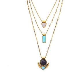 Peony.T Layered Necklace Boho Jewelry Set Turquoise Black Gem Pendant Long Chain Neckalce Gold Tone