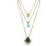 Peony.T Layered Necklace Boho Jewelry Set Turquoise Black Gem Pendant Long Chain Neckalce Gold Tone Peony.T Layered Necklace Boho Jewelry Set Turquoise Black Gem Pendant Long Chain Neckalce Gold Tone
