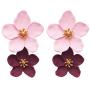 Rosemarie Collections Womens Double Metal Flower Dangle Drop Post Earrings
