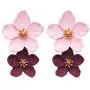 Rosemarie Collections Womens Double Metal Flower Dangle Drop Post Earrings