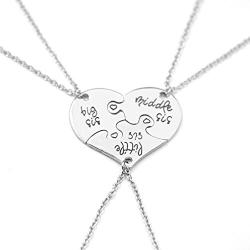 Charm.L Grace 3 Piece of Big Sis Middle Sis Lil Sister Necklace Keychain Set Heart Shape Puzzle